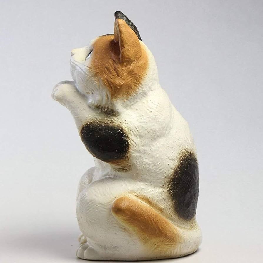 美濃焼　志野焼　陶器製　猫　水滴　置物　時代箱付　C　R3201 美濃焼 志野焼 陶器製 猫 水滴 置物 時代箱付 C R3201